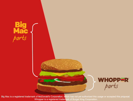 Burger King attempted to partner with Mcdonald's but failed. Proposed McWhopper