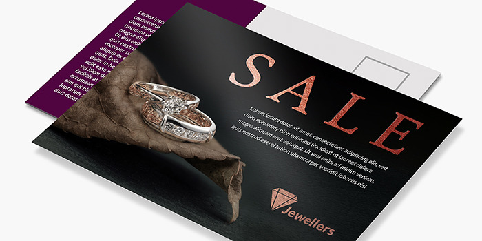 promotional postcard in metallic finish