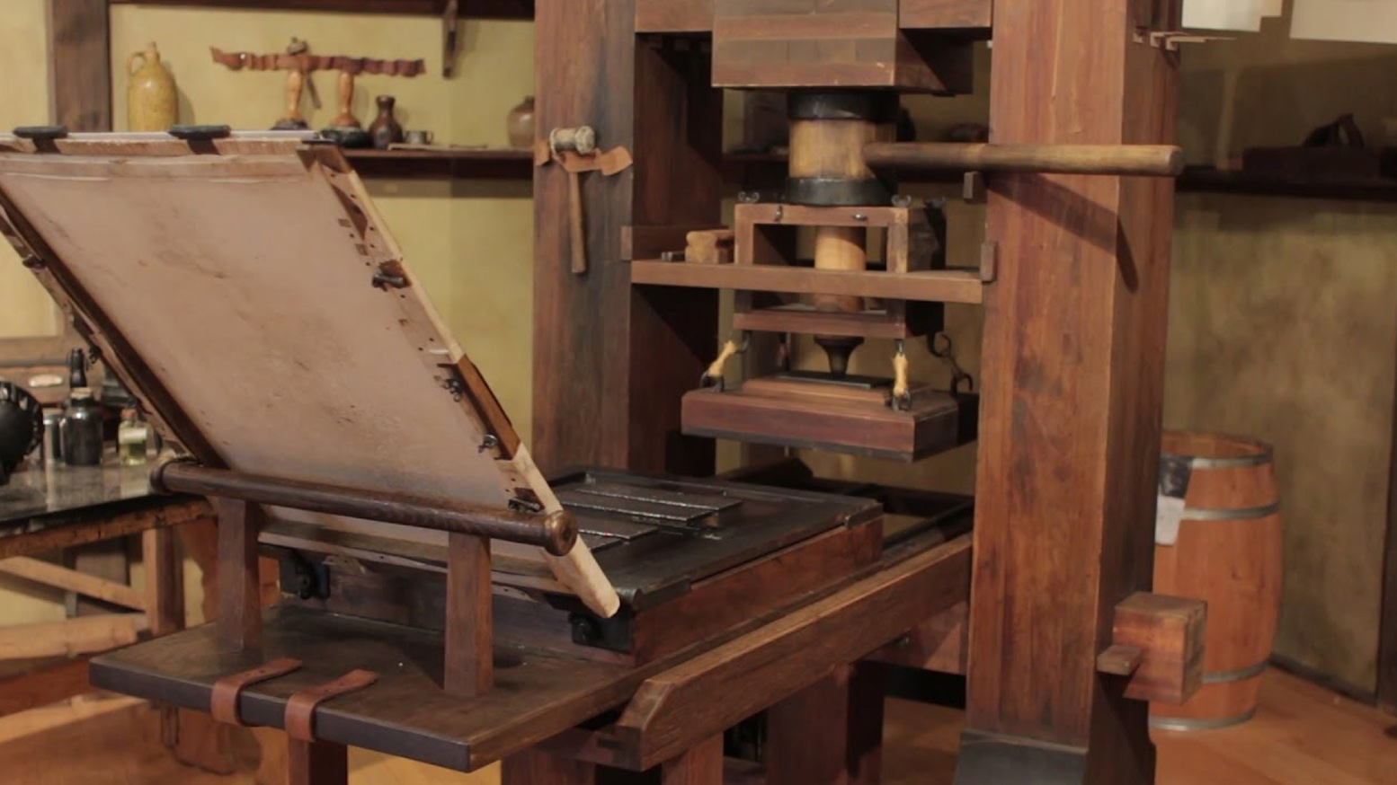 Photo of Gutenberg's original printing press design. Gutenberg's original printing press design.