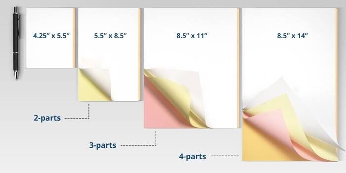 Size Comparison Carbonless Forms