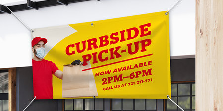 Vinyl Banner Used for Restaurant Pickup Schedule